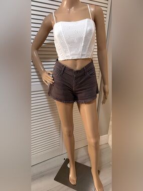 Jason Wu White Eyelet Corset Crop Top Bustier Spaghetti Strap Size Large